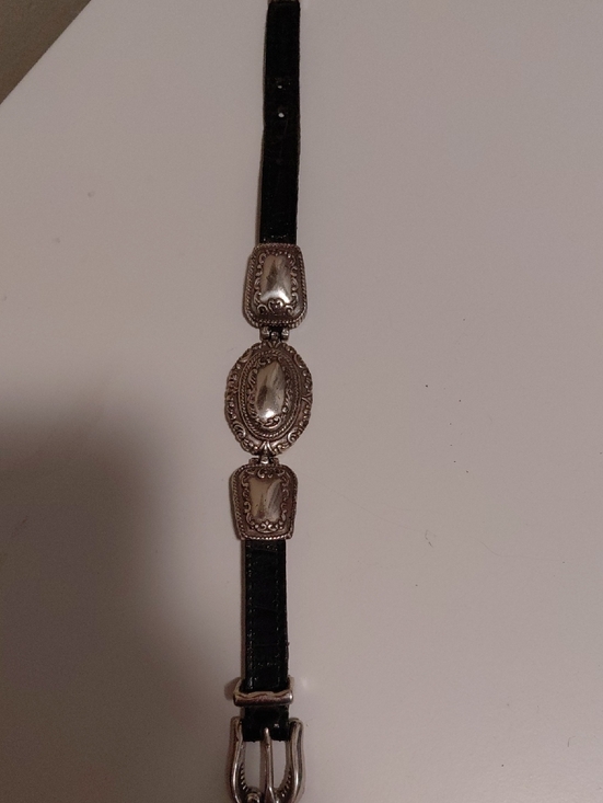 Accessories - Black Leather Western Concho Belt with Silver Tone Hardware